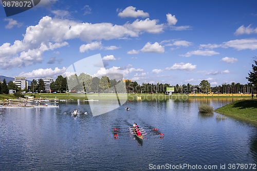 Image of Training rowing on the lake Jarun