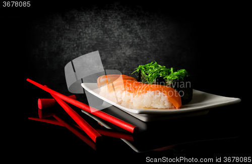 Image of Sushi and chopsticks