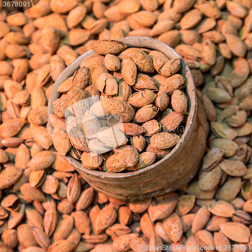 Image of Scoop of almonds.