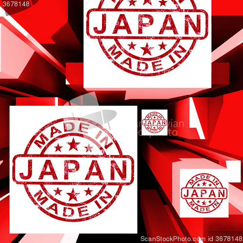 Image of Made In Japan On Cubes Showing Japanese Industry