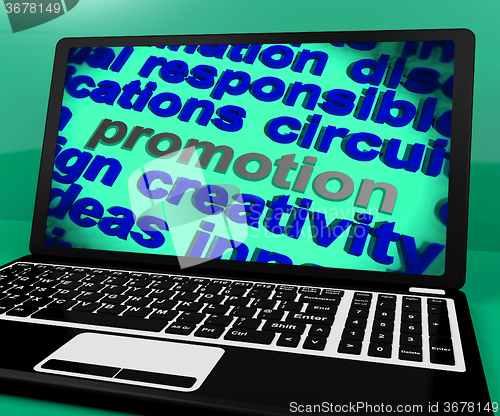 Image of Promotion Screen Shows Marketing Campaign Or Promo