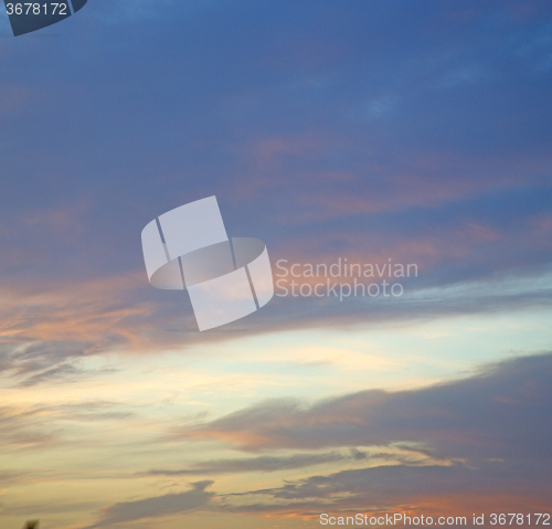 Image of light  the sunrise in  colored sky white soft clouds and abstrac