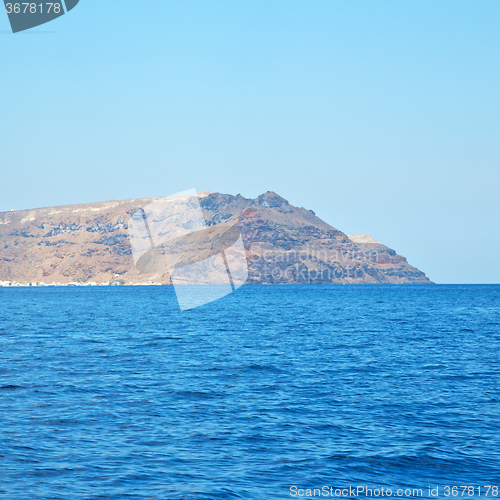 Image of from the boat sea and sky in mediterranean sea santorini greece 