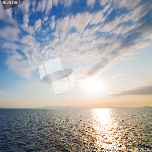 Image of in santorini hill    greece sunset and the sky mediterranean red