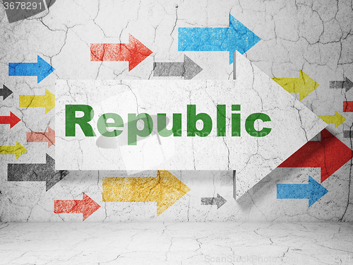 Image of Political concept: arrow with Republic on grunge wall background