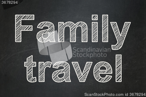 Image of Vacation concept: Family Travel on chalkboard background