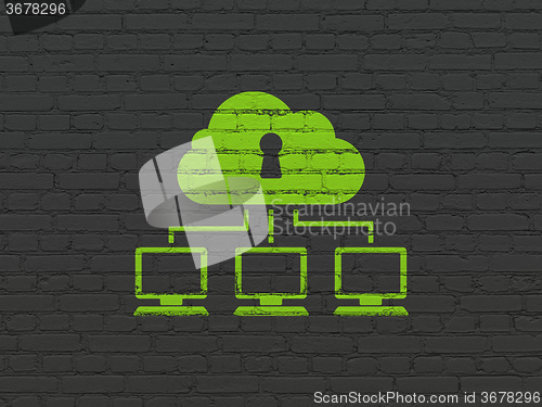 Image of Cloud technology concept: Cloud Network on wall background