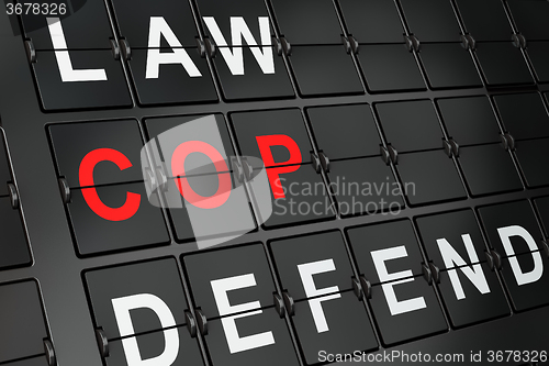 Image of Law concept: Cop on airport board background