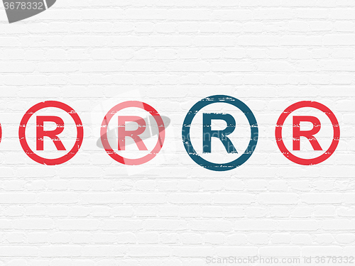 Image of Law concept: registered icon on wall background