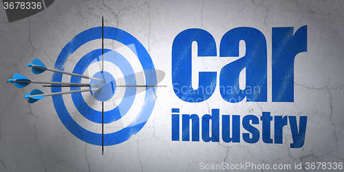 Image of Manufacuring concept: target and Car Industry on wall background