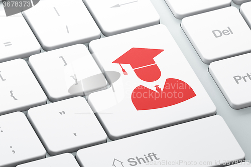 Image of Education concept: Student on computer keyboard background