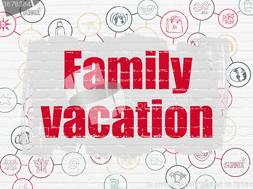 Image of Travel concept: Family Vacation on wall background