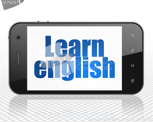 Image of Learning concept: Smartphone with Learn English on display