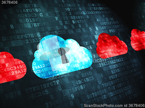 Image of Cloud computing concept: Cloud With Keyhole on digital background