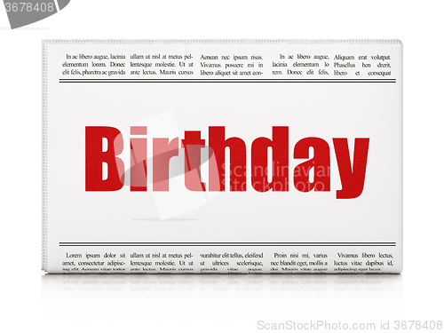 Image of Entertainment, concept: newspaper headline Birthday