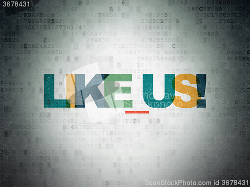 Image of Social network concept: Like us! on Digital Paper background