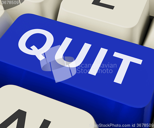 Image of Quit Key Shows Exit Resign Or Give Up