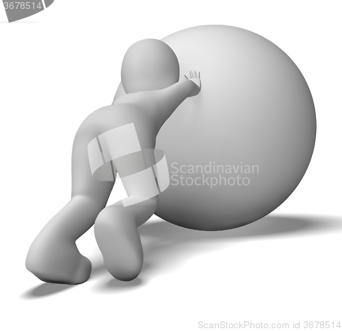 Image of Struggling Uphill Man With Ball Shows Determination