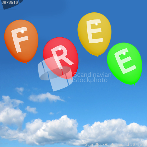 Image of Four Free Balloons Represent Gratis and no Charge