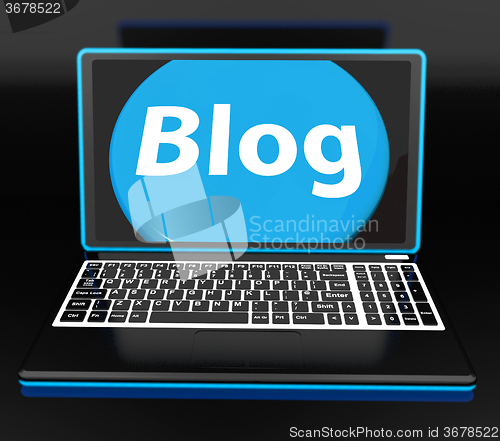 Image of Blog On Laptop Shows Web Blogging Or Weblog Website