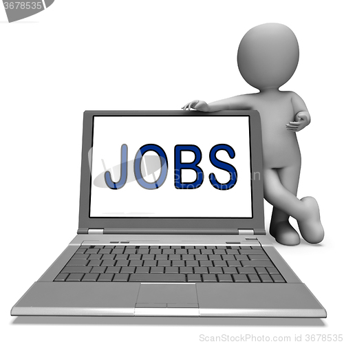 Image of Jobs On Laptop Shows Profession Employment Or Hiring Online