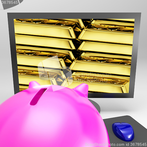 Image of Gold Bars Screen Shows Shiny Valuable Treasure