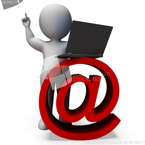 Image of Email Sign And Laptop Shows Correspondence