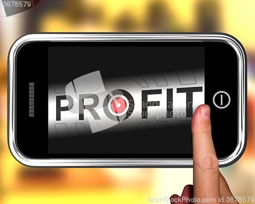 Image of Profit On Smartphone Shows Aimed Progress