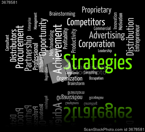 Image of Strategies Word Shows Strategy Vision And Plan