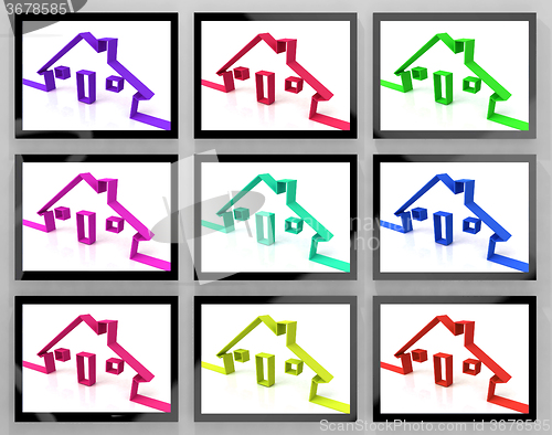 Image of Houses On Monitors Showing Apartments Buildings