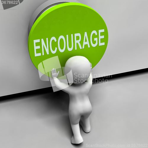 Image of Encourage Button Means Inspire Motivate And Energize