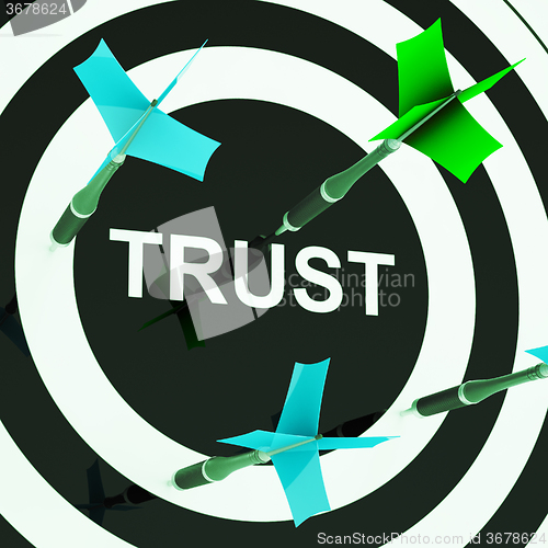 Image of Trust On Dartboard Showing Mistrust