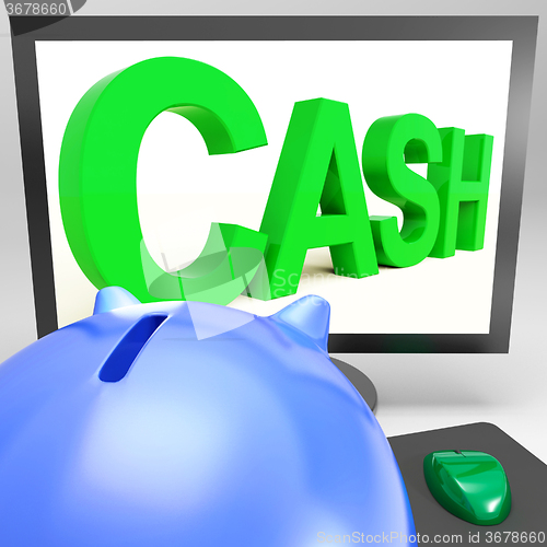 Image of Cash On Monitor Showing Finances