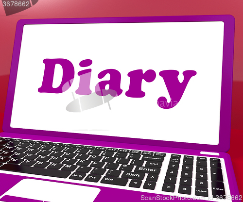 Image of Diary Laptop Shows Online Planning Or Scheduler