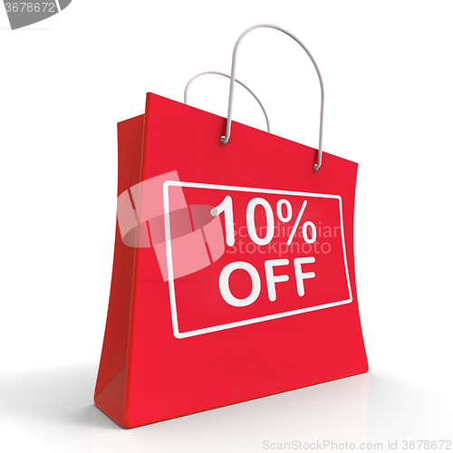 Image of Shopping Bag Shows Sale Discount Ten Percent Off 10