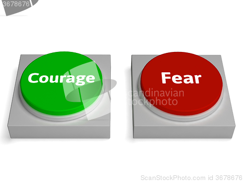 Image of Courage Fear Buttons Shows Bravery Or Scared