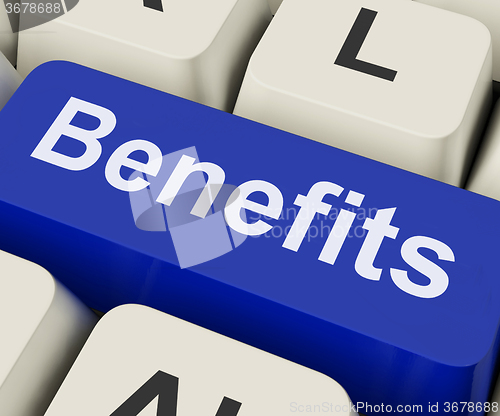 Image of Benefits Key Means Advantage Or Reward\r