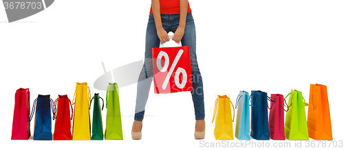 Image of close up of woman with shopping bag