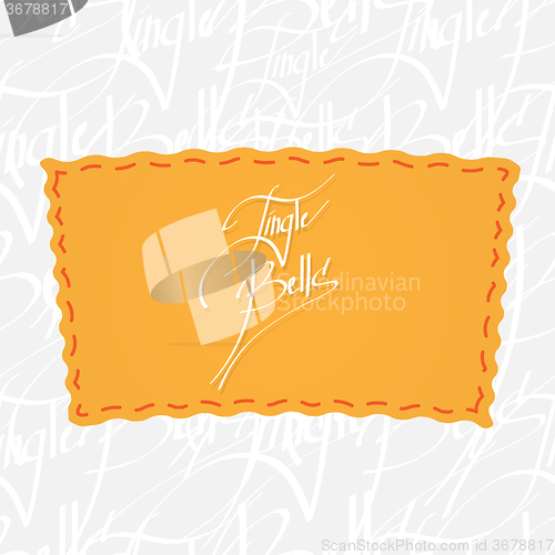 Image of Jingle bells. Handwritten vector calligraphy over seamless background, consist of greetings lettering