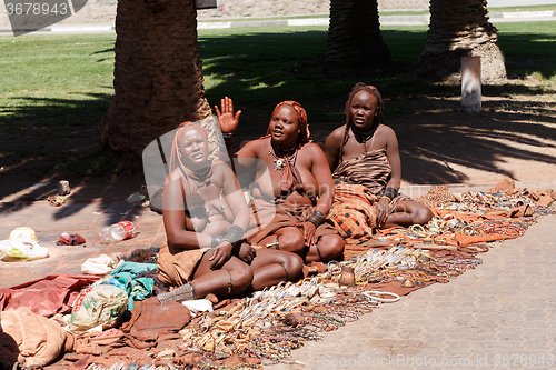 Image of Group of Himba girl with souvenirs for sale