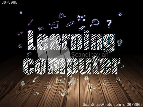 Image of Studying concept: Learning Computer in grunge dark room
