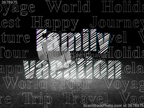 Image of Tourism concept: Family Vacation in grunge dark room