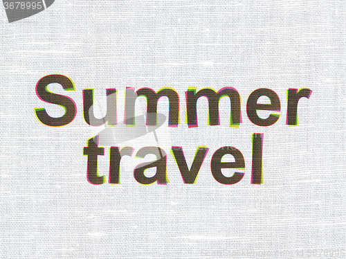 Image of Vacation concept: Summer Travel on fabric texture background