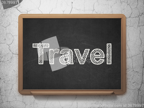 Image of Holiday concept: Travel on chalkboard background