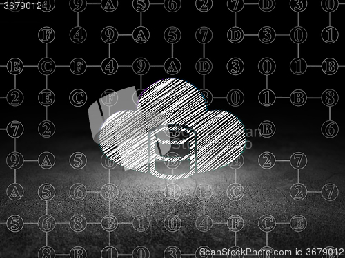 Image of Cloud technology concept: Database With Cloud in grunge dark room