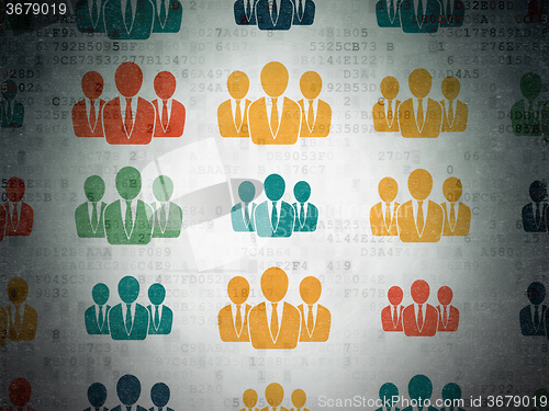 Image of Law concept: Business People icons on Digital Paper background