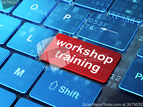 Image of Studying concept: Workshop Training on computer keyboard background