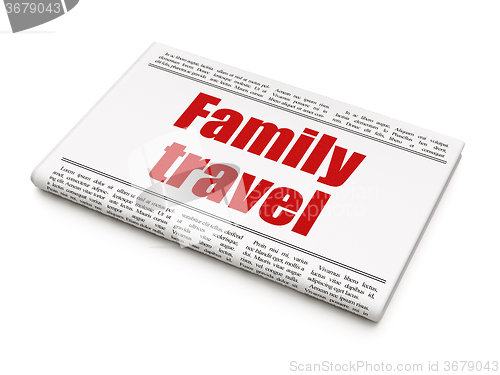 Image of Vacation concept: newspaper headline Family Travel