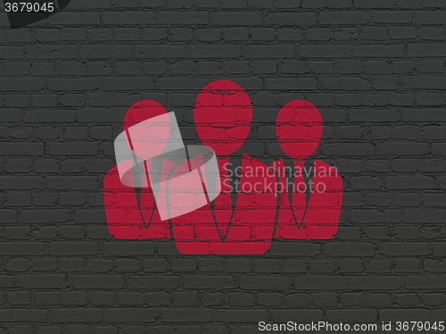 Image of Law concept: Business People on wall background
