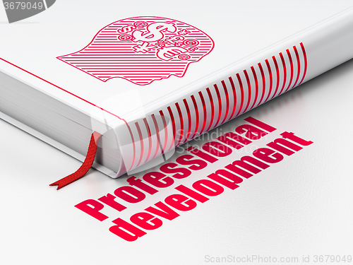 Image of Education concept: book Head With Finance Symbol, Professional Development on white background